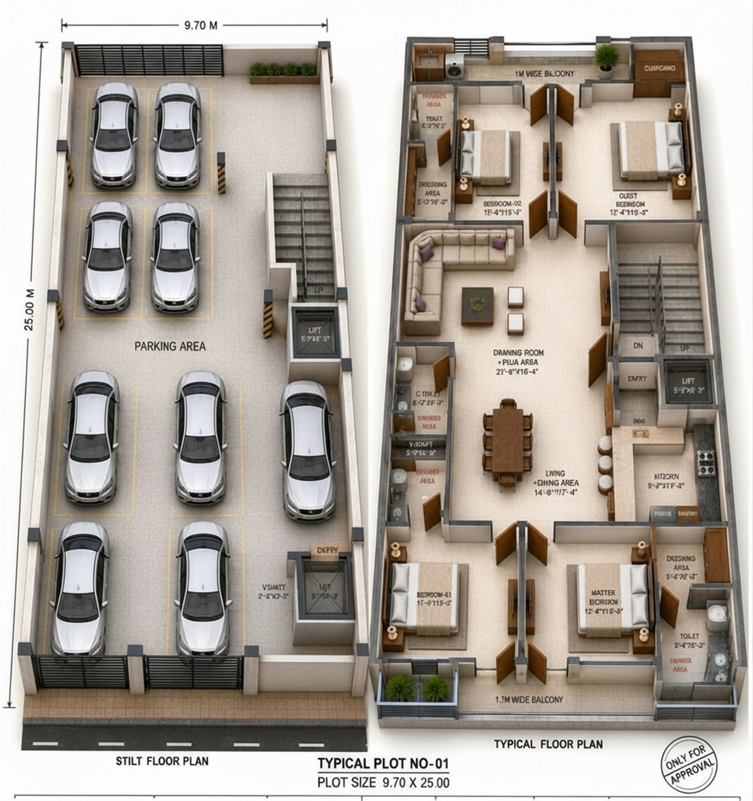 Stilt & typical floor plan